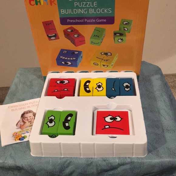 Expression Puzzle Building Blocks Preschool puzzle Game Like NEW 2-4 players 3+ - Picture 8 of 12